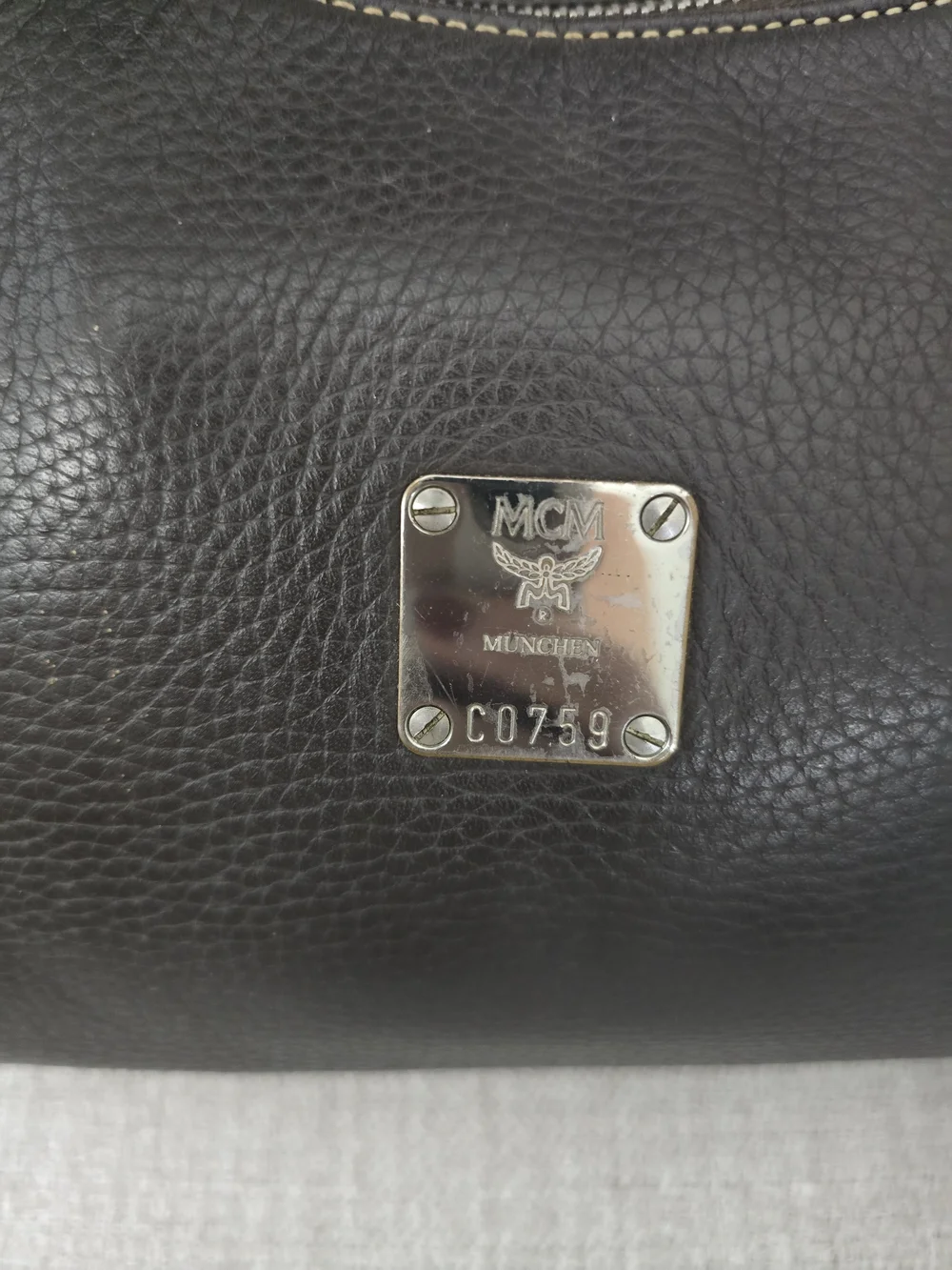 MCM EUC Vintage Dark Brown Pebbled Leather Shoulder Bag